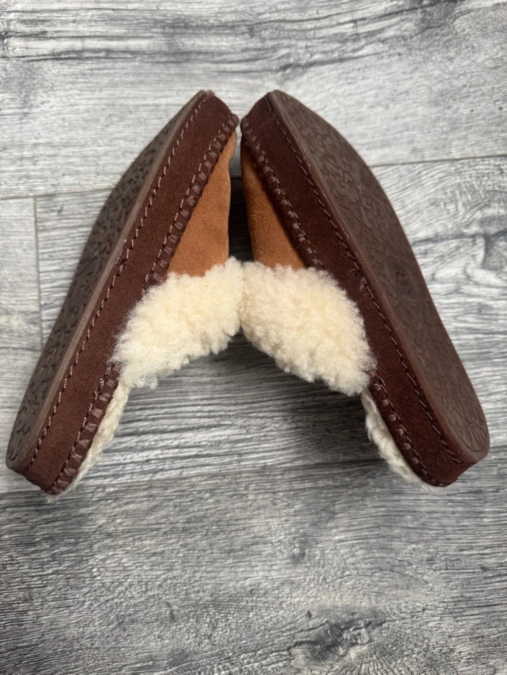 UGG Chestnut Suede Shearling Slip-On Clogs